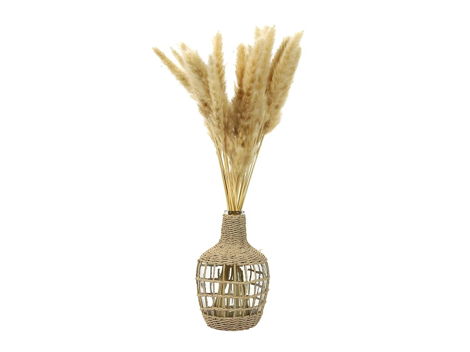 Vase Rond Tresse D16x25.5cm Beige