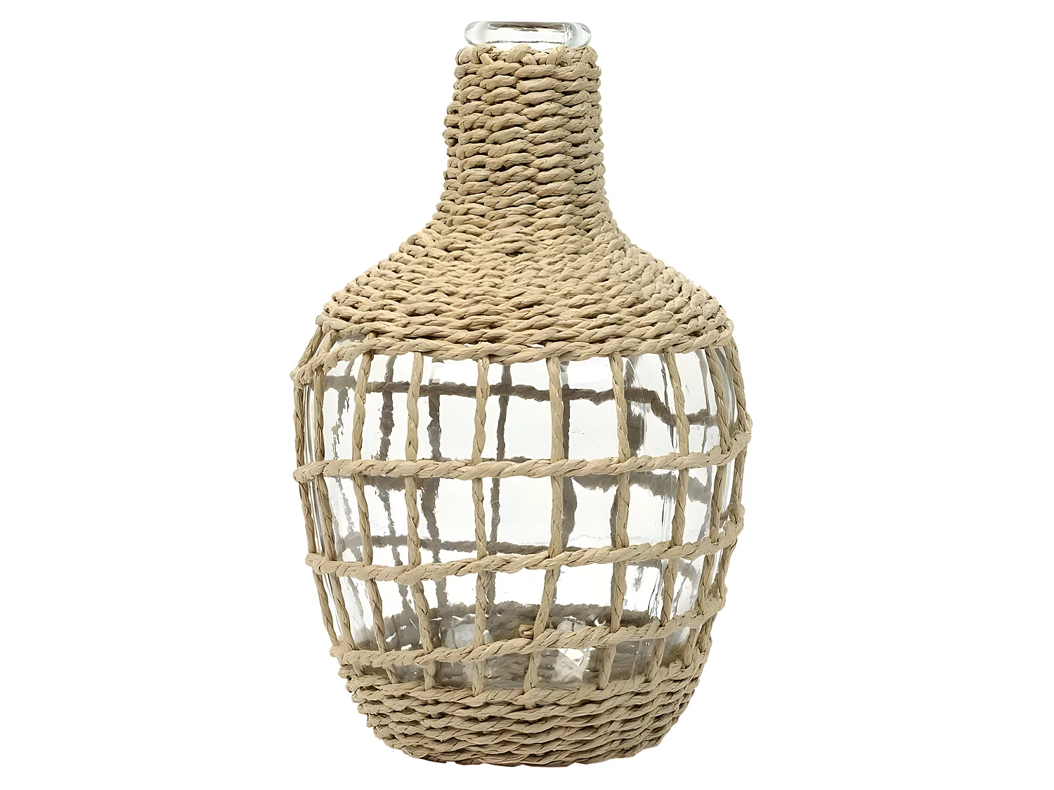 Vase Rond Tresse D16x25.5cm Beige
