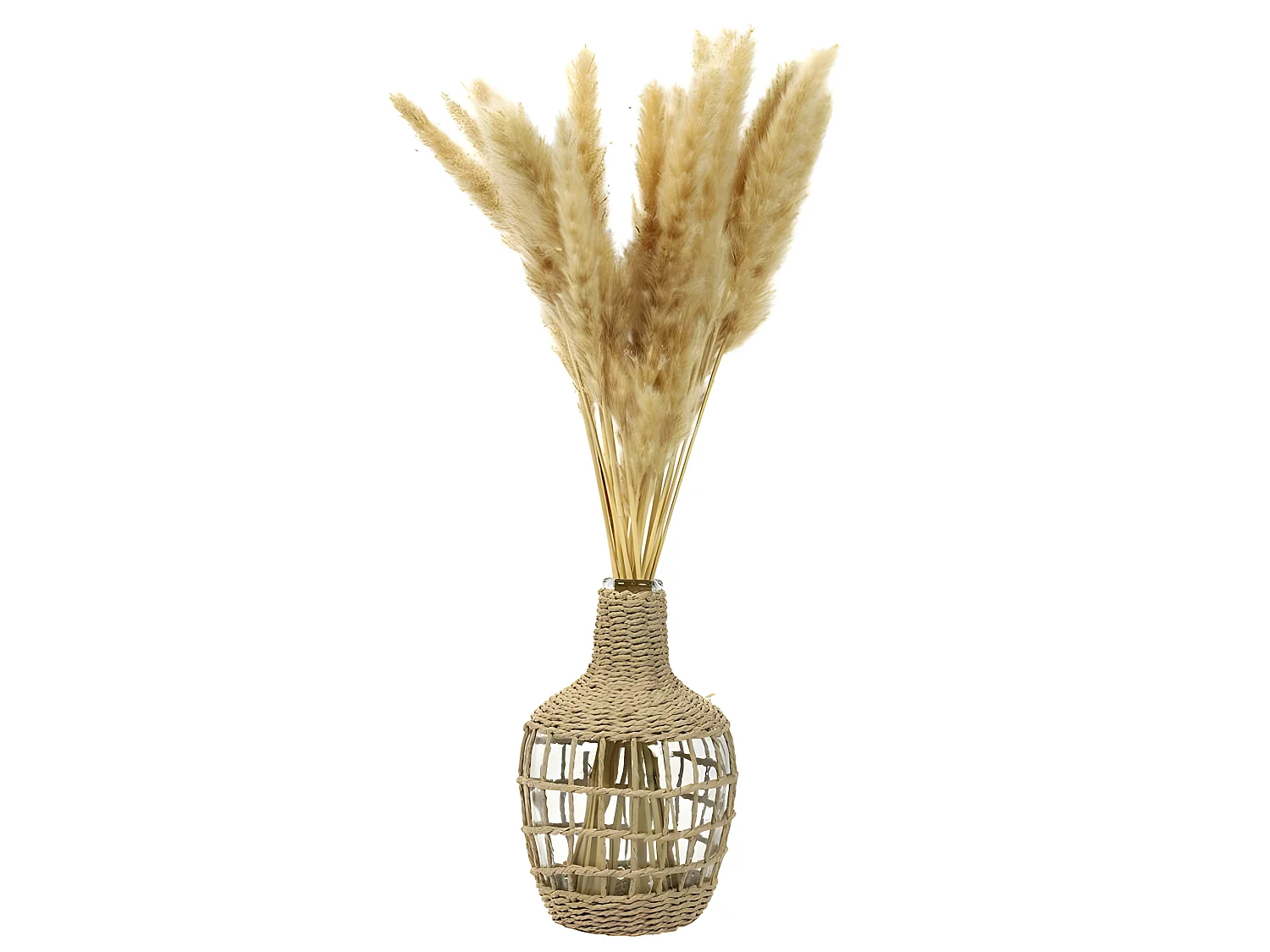 Vase Rond Tresse D16x25.5cm Beige