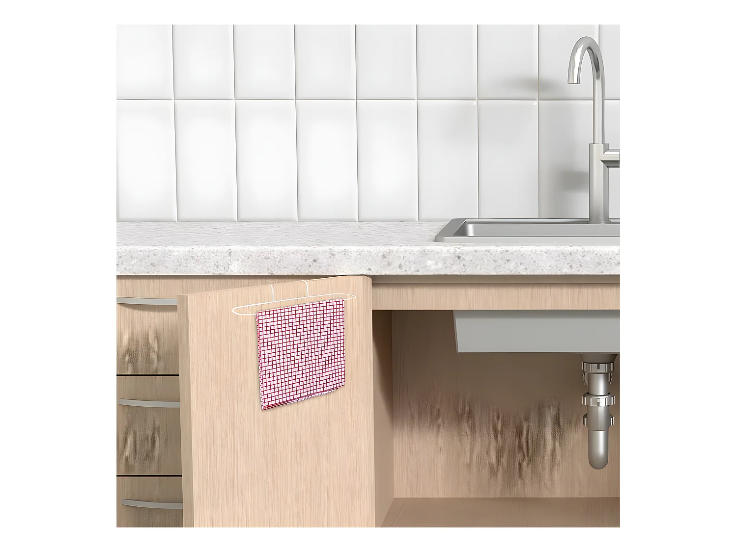 Porte-Serviette en Métal "Pour Porte" 27cm Blanc