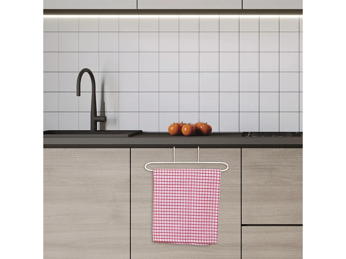 Porte-Serviette en Métal "Pour Porte" 27cm Blanc