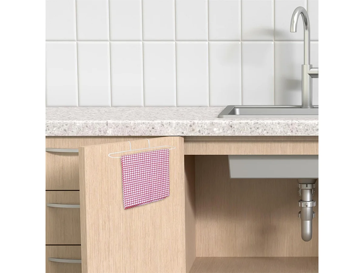 Porte-Serviette en Métal "Pour Porte" 27cm Blanc