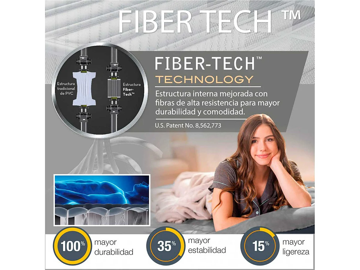 Matelas Gonflable Électrique "Fibertech" 191cm Bleu