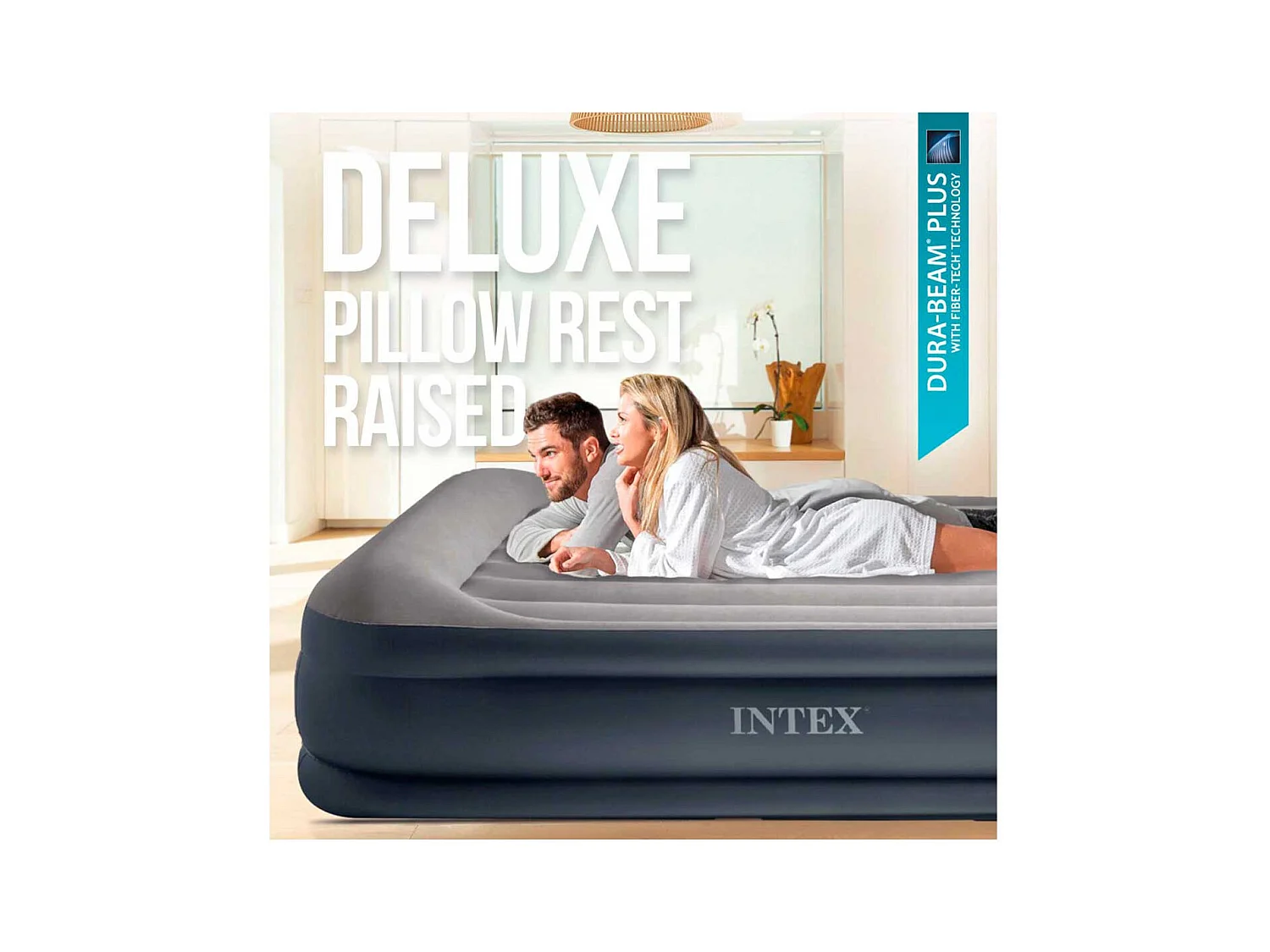 Matelas Gonflable Électrique 2 Places "Fibertech Luxe" Gris