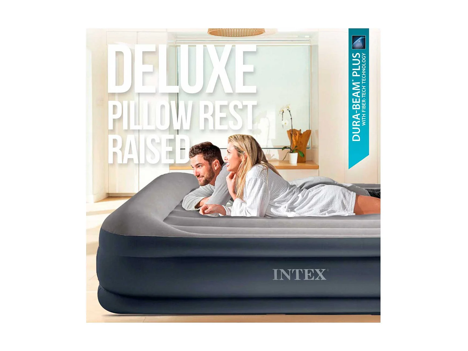 Matelas Gonflable Électrique 2 Places "Fibertech Luxe" Gris