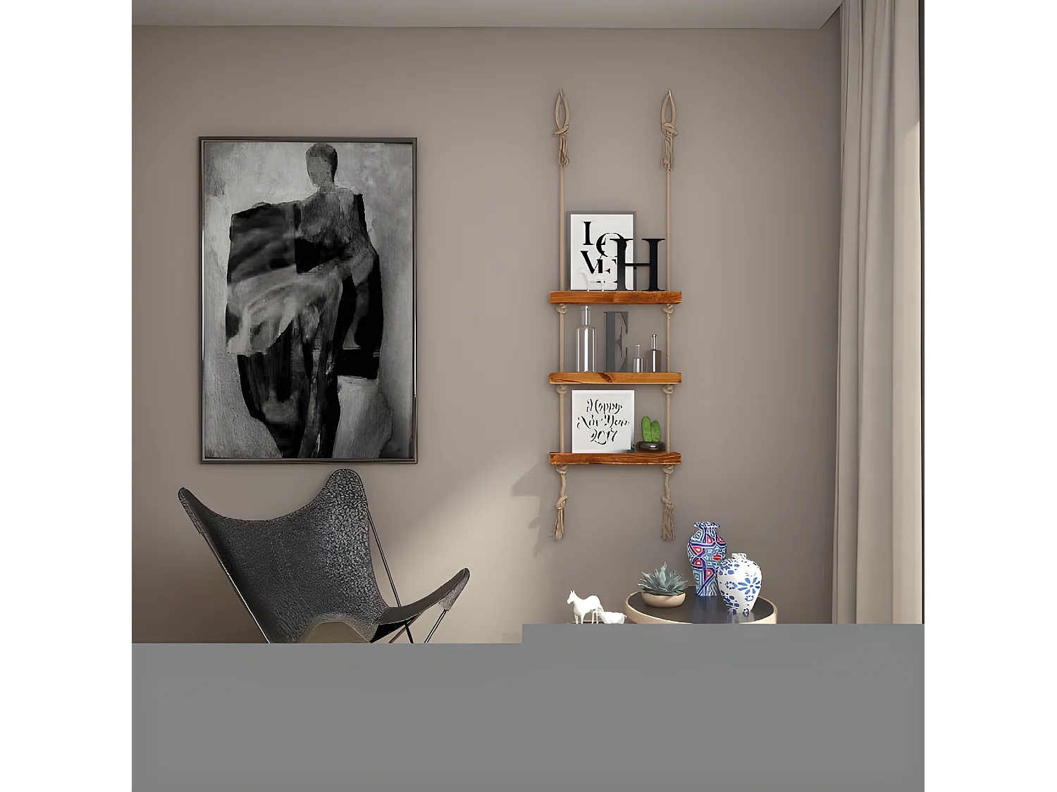 Étagère Halatli - Chêne, Ecru - 50x9x125 cm - Homemania