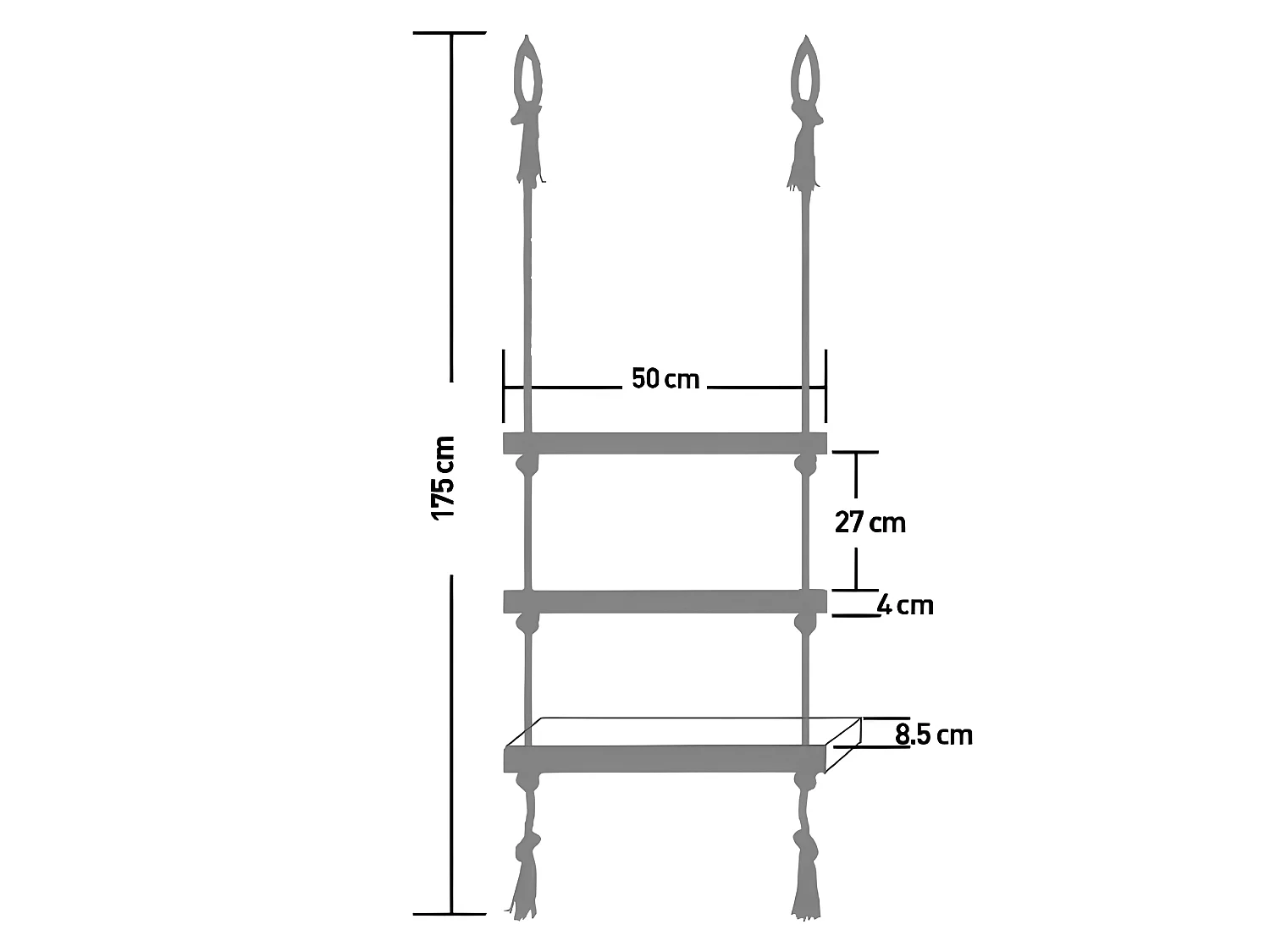 Étagère Halatli - Chêne, Ecru - 50x9x125 cm - Homemania