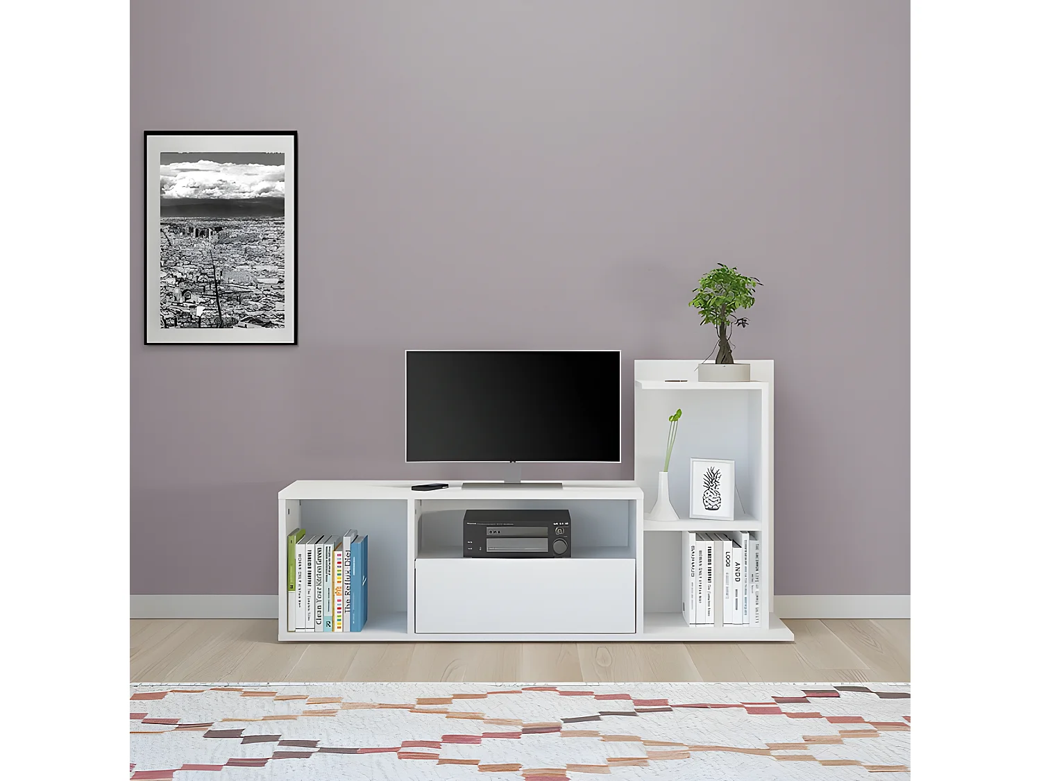 Mobile Porta TV Sumatra - Bianco - 120 x 30 x 65 cm