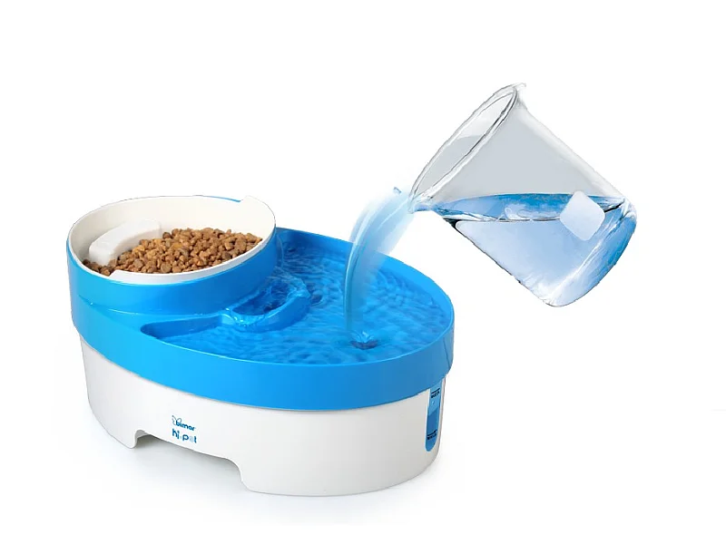 Fontana e Ciotola per Animali Steven - Bianco, Azzurro - 32,1 x 14,5 x 22 cm