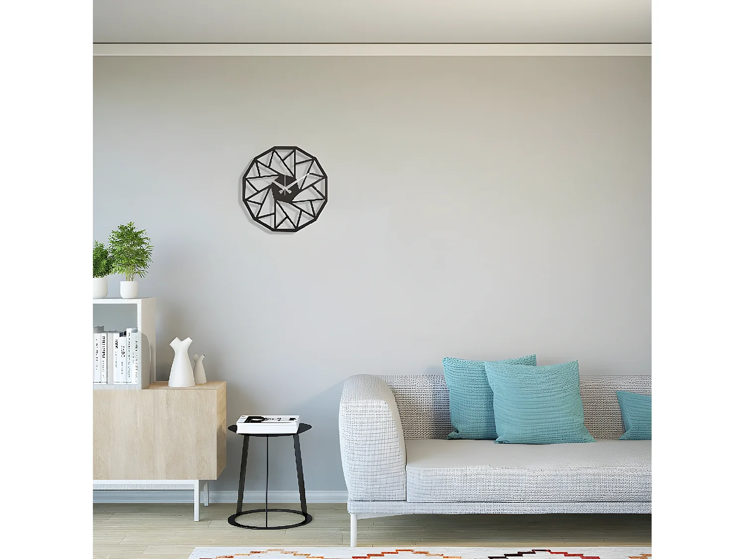 Horloge Géométrique - Noir - 50x0,2x50 cm - Homemania