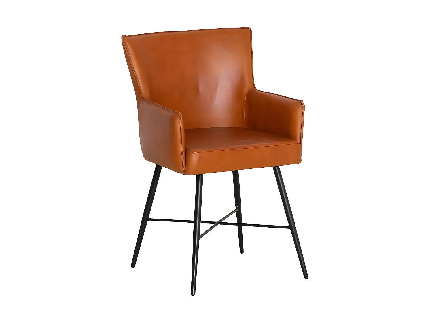 Fauteuil en cuir marron Hipolyte