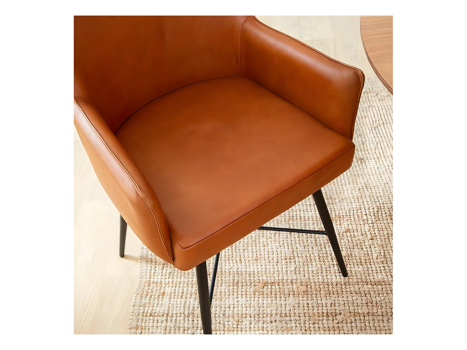 Fauteuil en cuir marron Hipolyte
