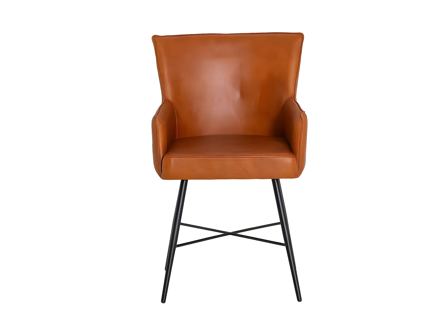 Fauteuil en cuir marron Hipolyte