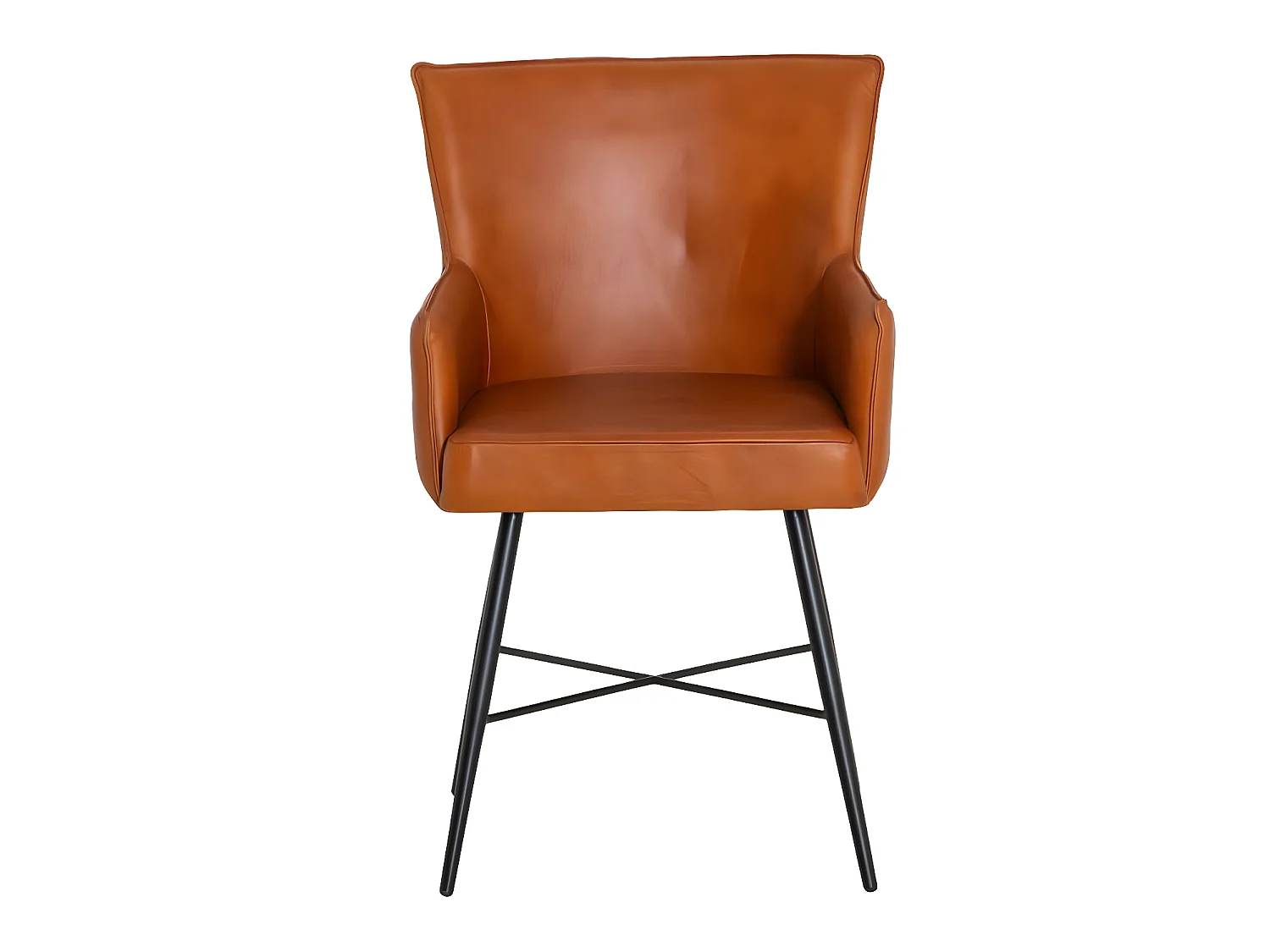 Fauteuil en cuir marron Hipolyte