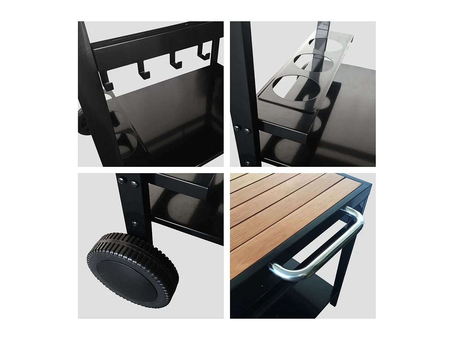 Desserte AVEIRO noire pour plancha - HAPPY GARDEN