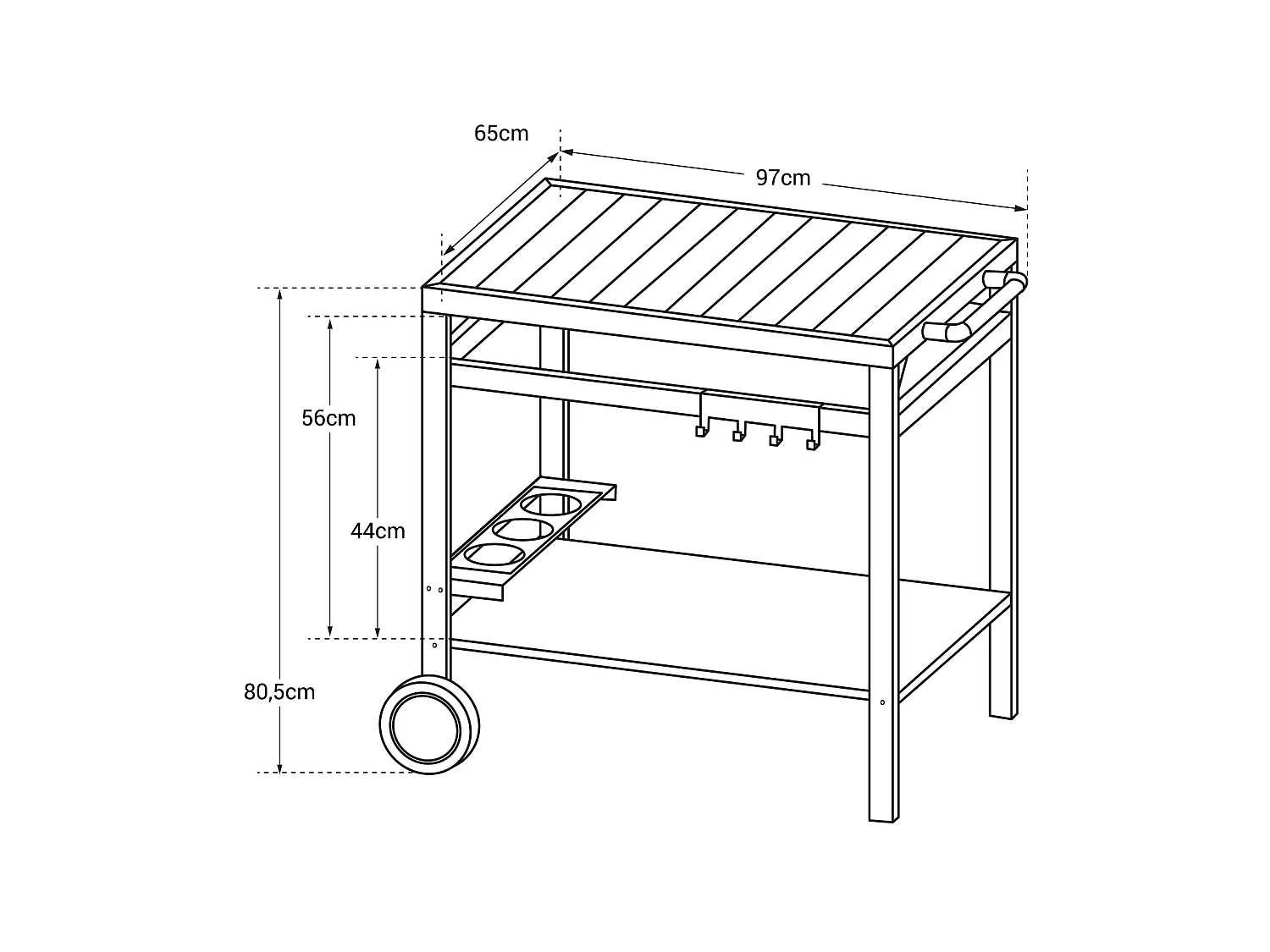 Desserte AVEIRO noire pour plancha - HAPPY GARDEN
