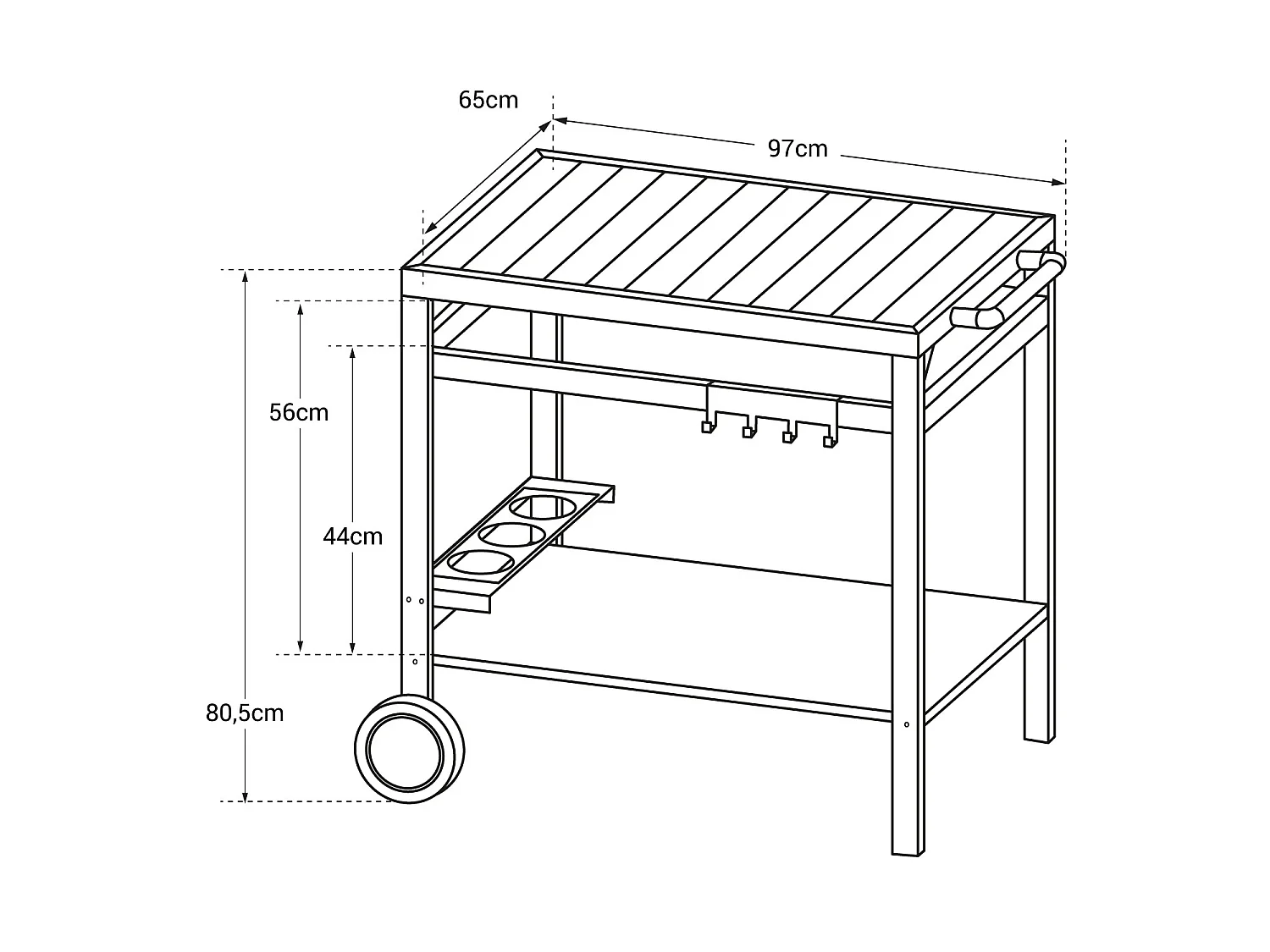 Desserte AVEIRO noire pour plancha - HAPPY GARDEN