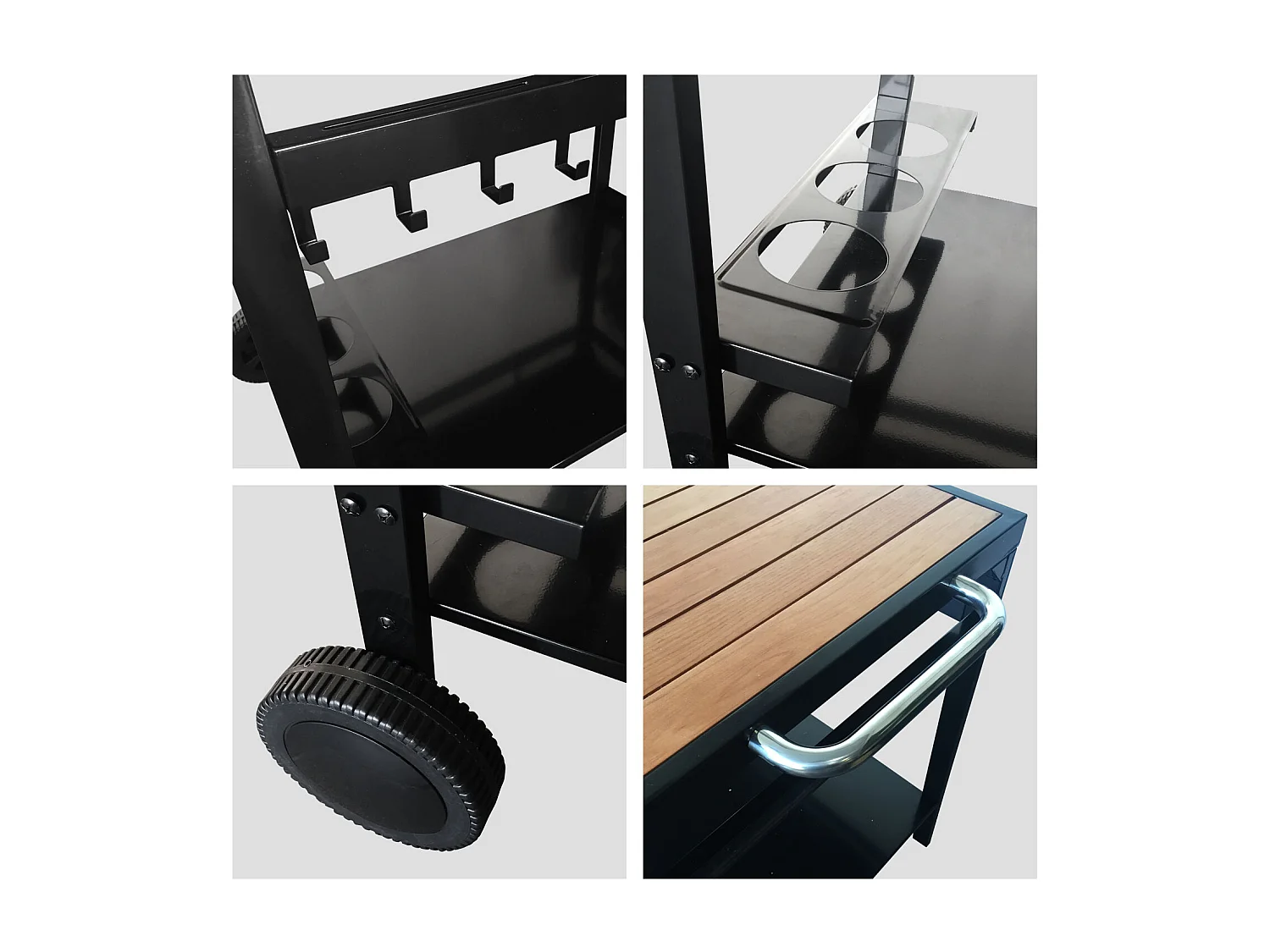 Desserte AVEIRO noire pour plancha - HAPPY GARDEN