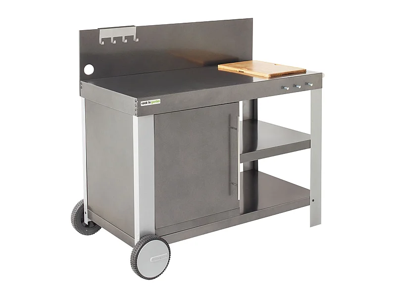Carrinho para chapa NOVA XL com armazenamento e tábua de corte - COOK'IN GARDEN