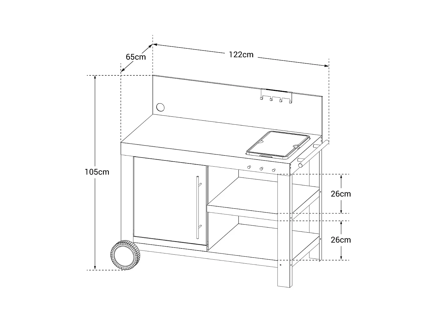 Carrito gris para plancha NOVA XL - COOK'IN GARDEN