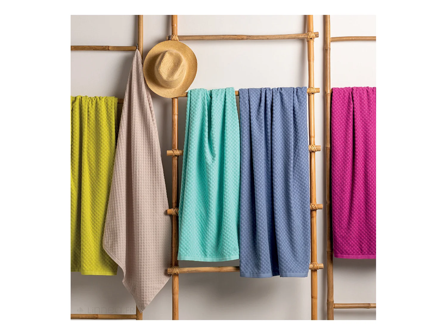 Drap de bain éponge coton 100x170 cm coton DAMA vert chartreuse