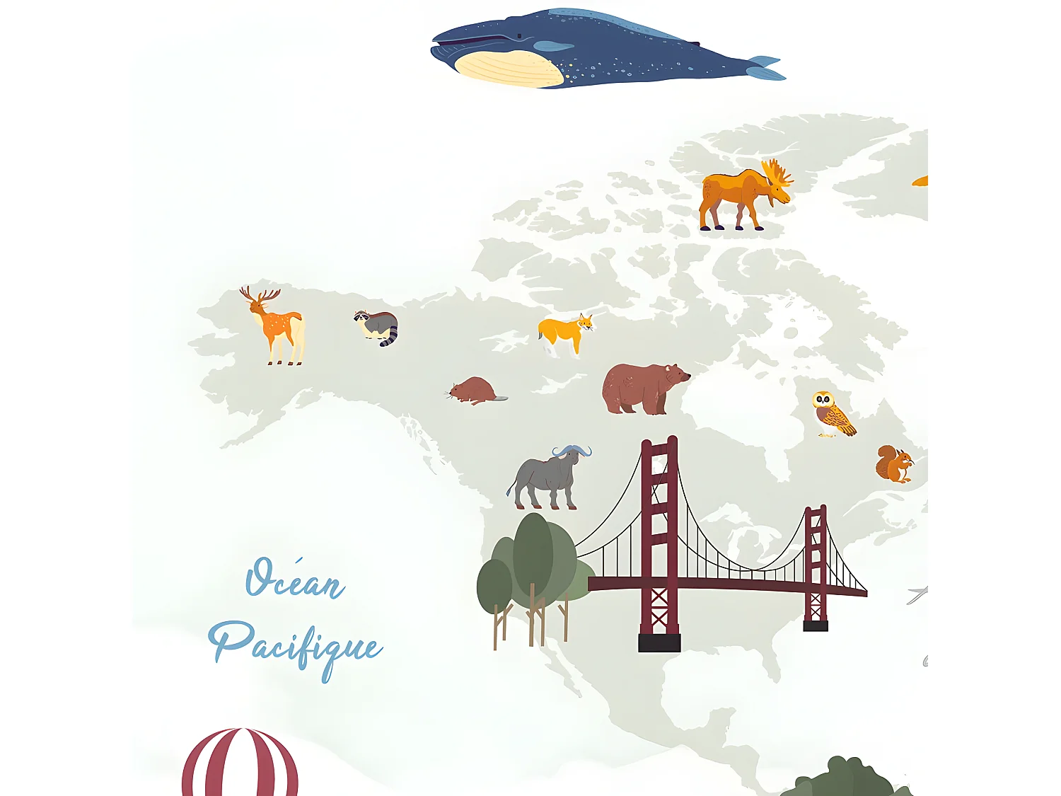 Papier Peint Panoramique L336xH270cm - World Map Nature - Papier intissé 150gr/m2