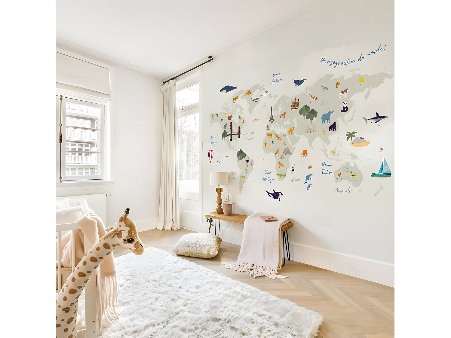 Papier Peint Panoramique L336xH270cm - World Map Nature - Papier intissé 150gr/m2