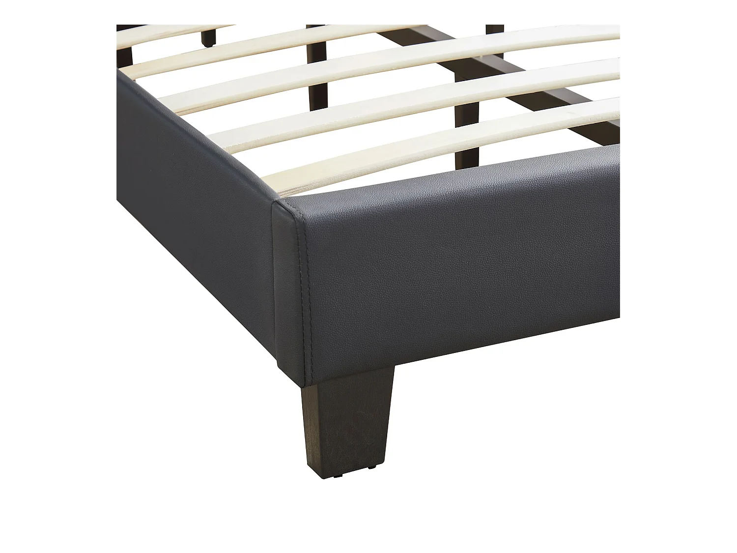 Lit 1 place HUDSON 90x190 cm avec sommier, lit simple pour enfant ou adulte, hauteur réglable, lit en synthétique noir
