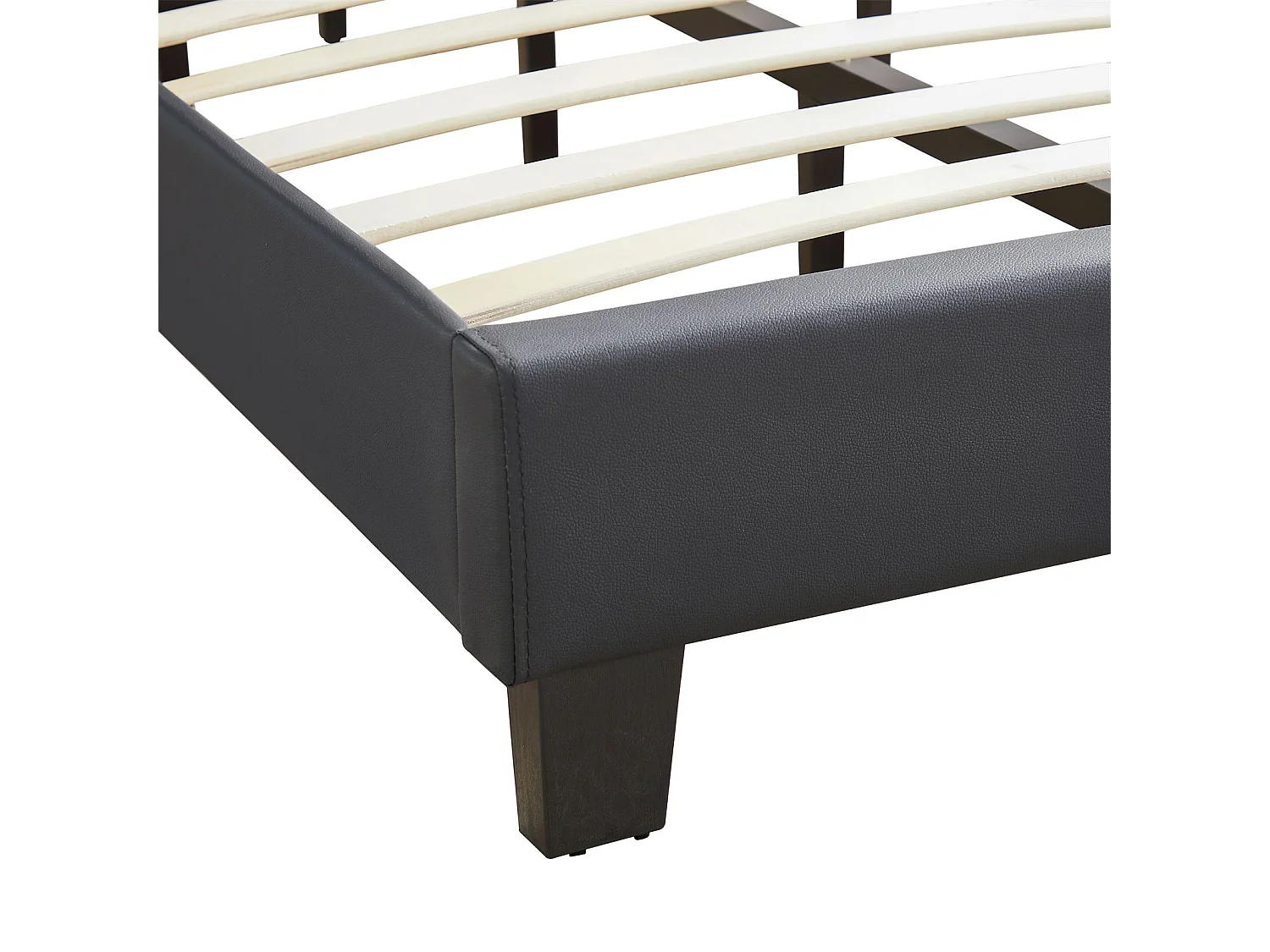 Lit 1 place HUDSON 90x190 cm avec sommier, lit simple pour enfant ou adulte, hauteur réglable, lit en synthétique noir