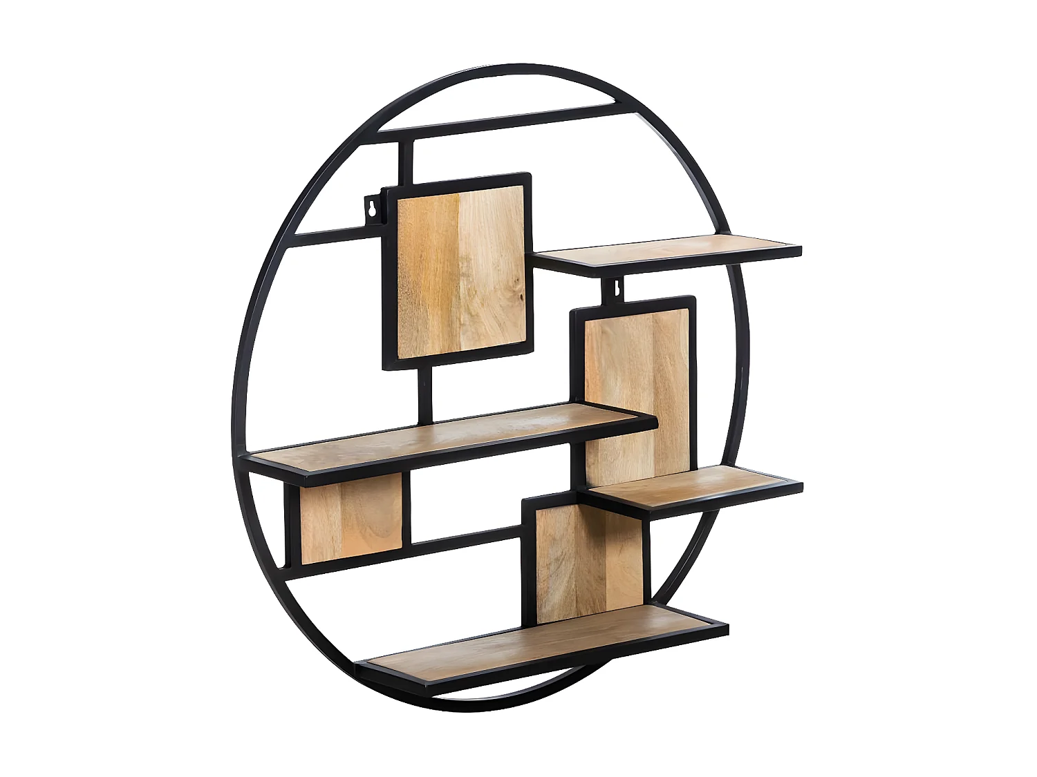 Etagère ronde en bois de manguier et métal Noam