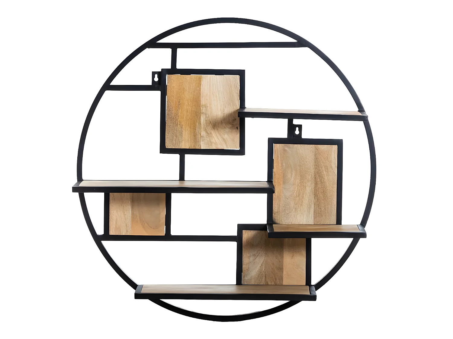 Etagère ronde en bois de manguier et métal Noam