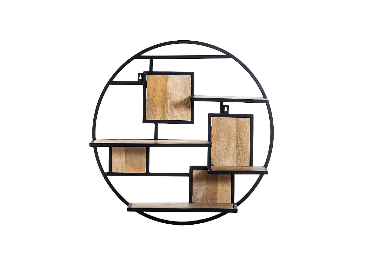 Etagère ronde en bois de manguier et métal Colm