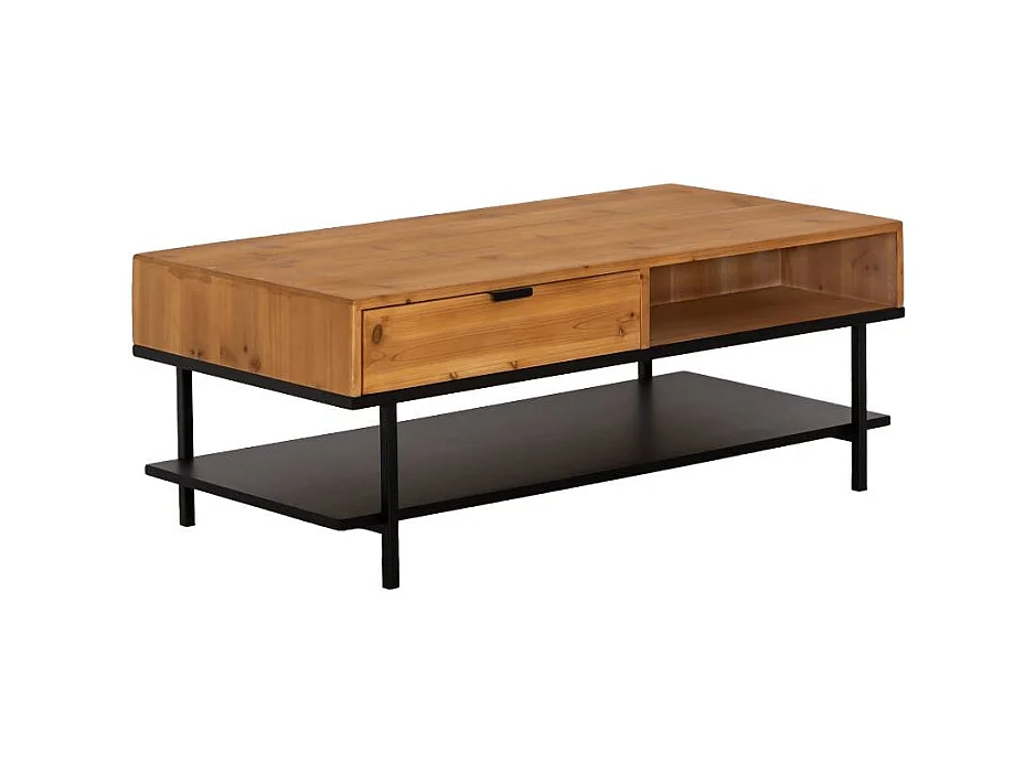Mesa de centro de madera de pino Enola con almacenamiento - Estilo y practicidad reunidos