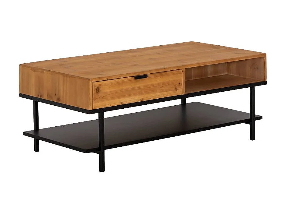 Mesa de centro de madera de pino Enola con almacenamiento - Estilo y practicidad reunidos