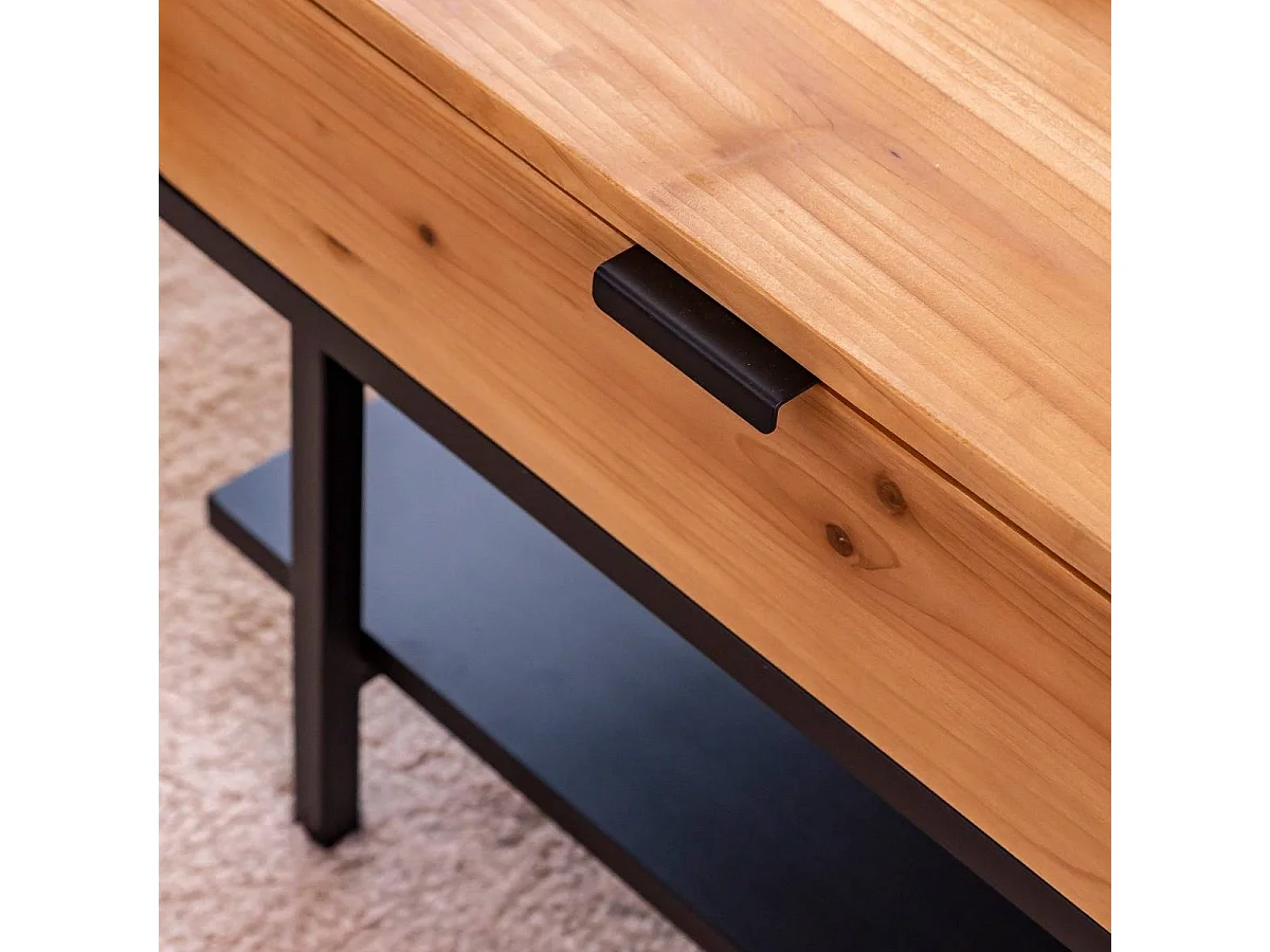 Mesa de centro de madera de pino Enola con almacenamiento - Estilo y practicidad reunidos