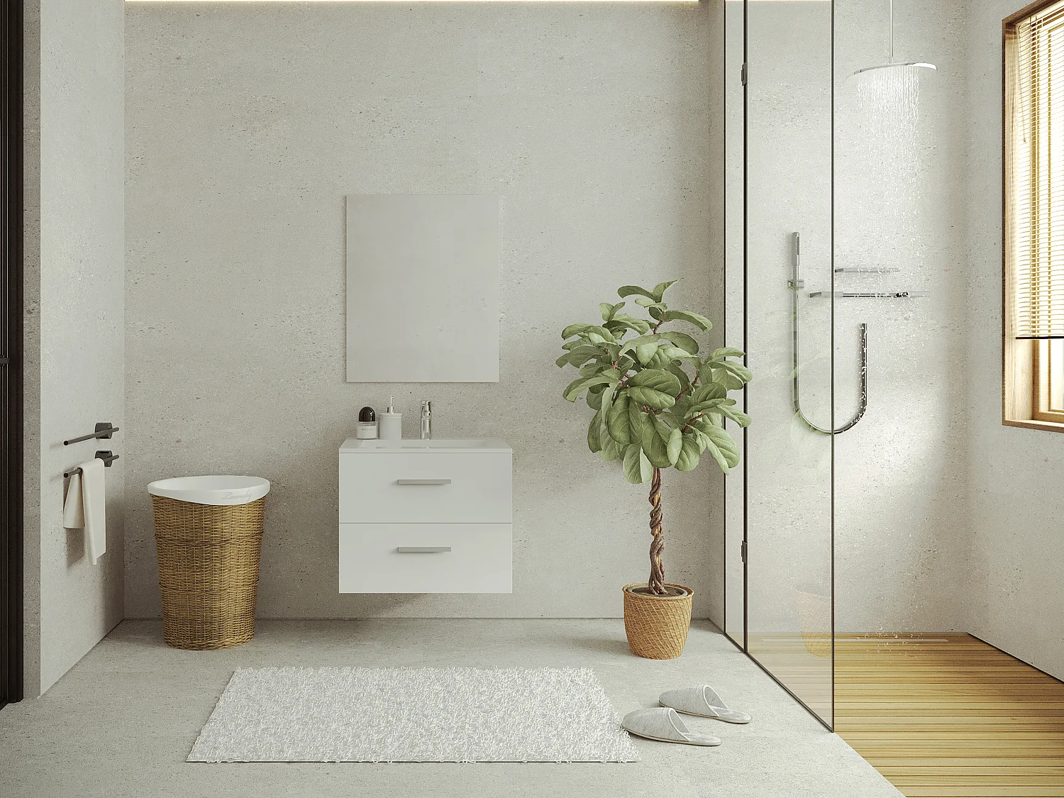 Meuble sous vasque suspendu - Coloris blanc  - 60 cm - KAYLA