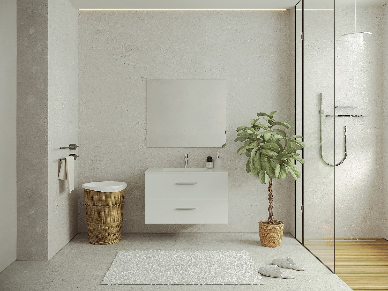 Vente-unique Hängendes Waschbeckenelement - Weiß - 80 Cm - Kayla