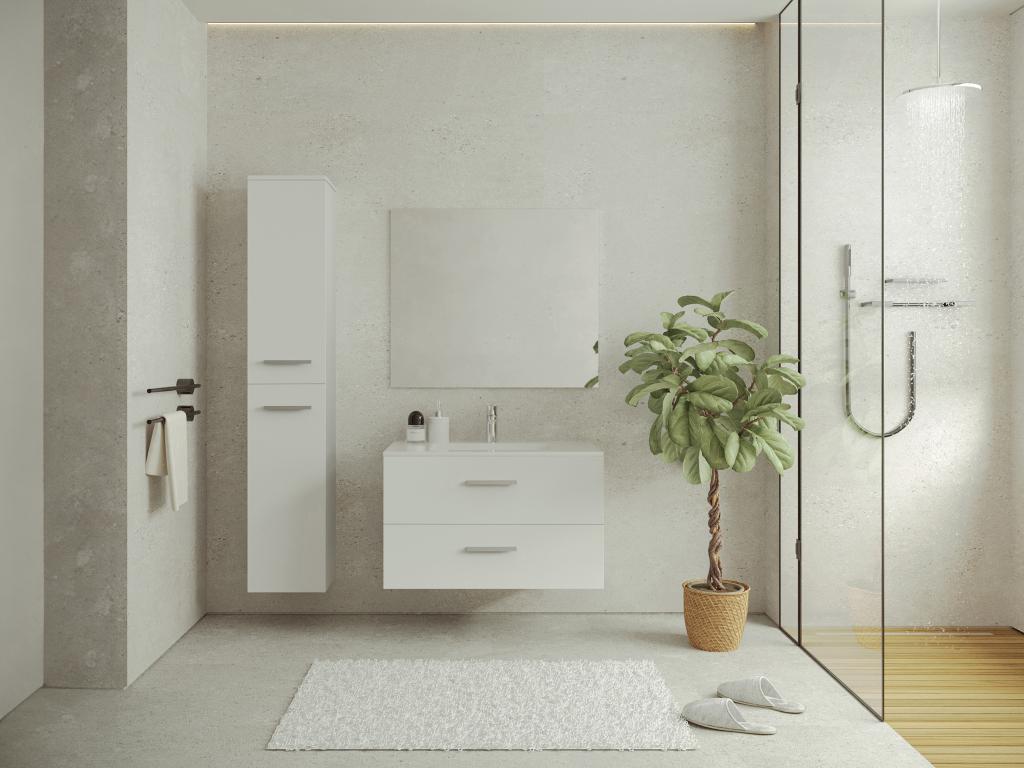 Hängender Badezimmerschrank mit 6 Regalen - Weiß - 30 x 25 x 160 cm - KAYLA günstig online kaufen