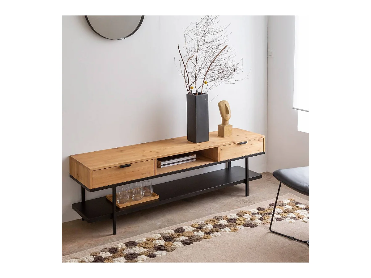 Mueble de TV de pino Enola con almacenamiento