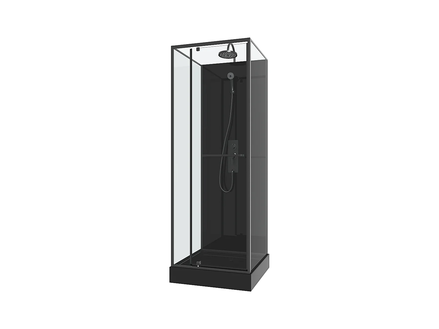 Cabina de ducha de instalación reversible y ajustable en altura - Negro - Ancho 90 x An90 x Al213/232 cm - DAMILU
