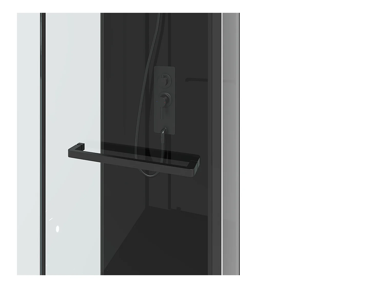 Cabina de ducha de instalación reversible y ajustable en altura - Negro - Ancho 90 x An90 x Al213/232 cm - DAMILU