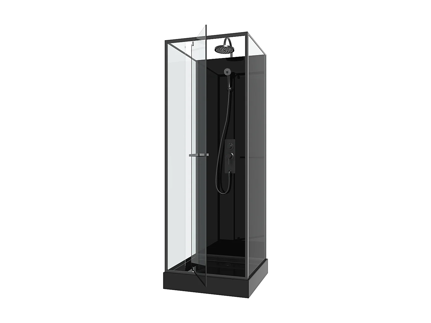 Cabine de duche reversível e altura ajustável preto C90 x L90 x A213/232 cm - DAMILU
