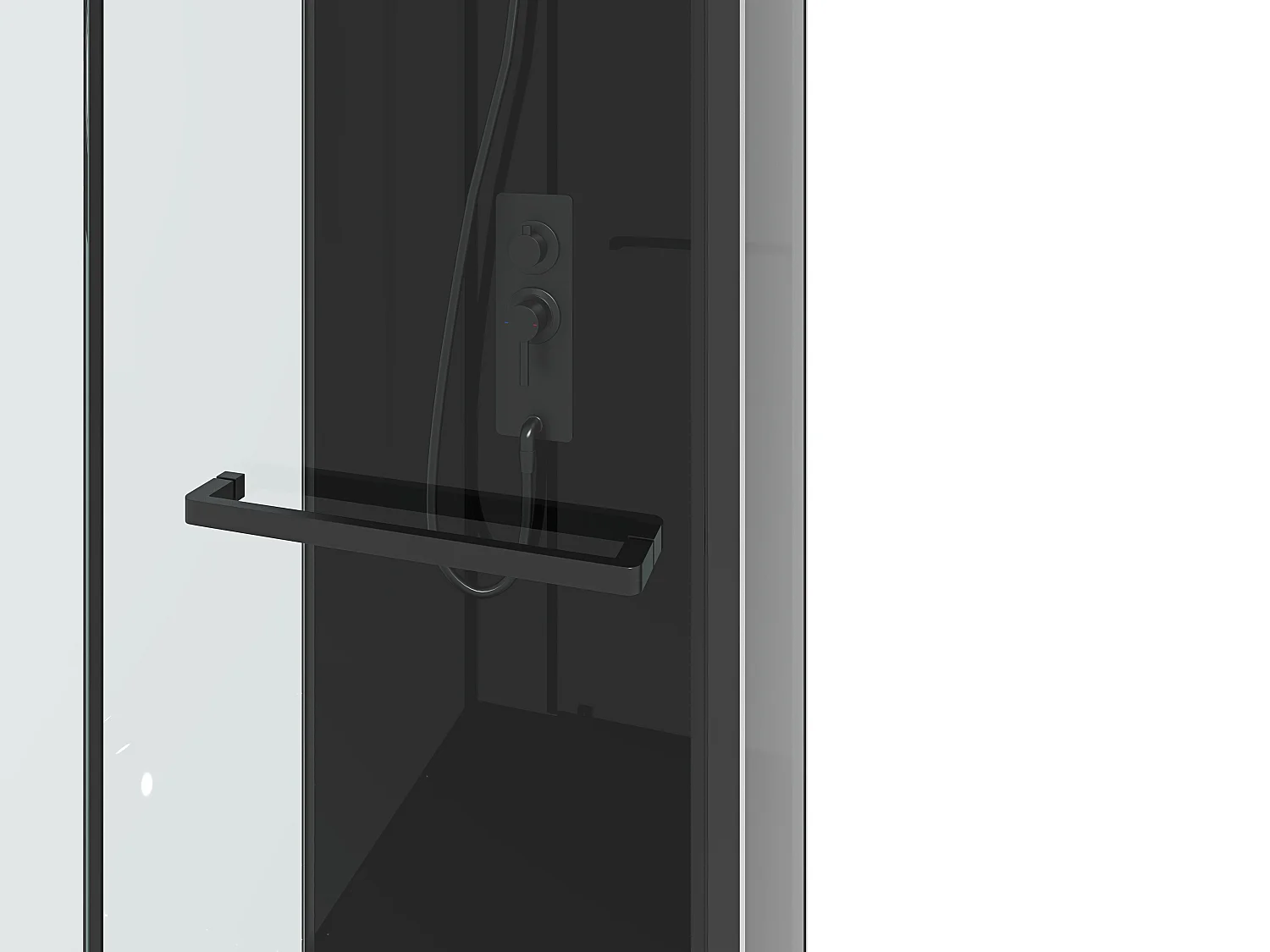 Cabine de duche reversível e altura ajustável preto C90 x L90 x A213/232 cm - DAMILU