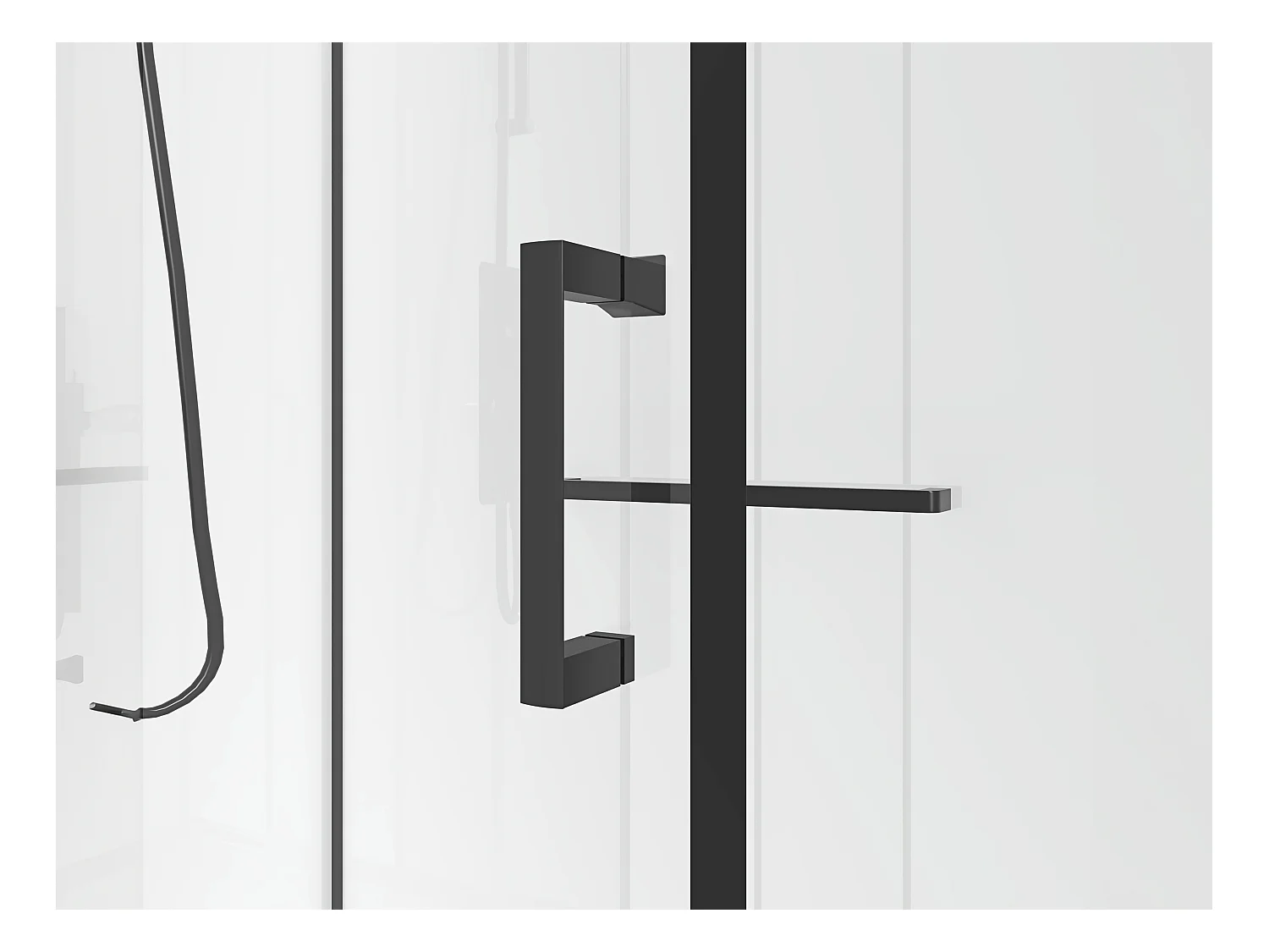 Rechthoekige douchecabine – Omkeerbare installatie - Mat zwart - L110 x B80 x H225 cm – ZODANI