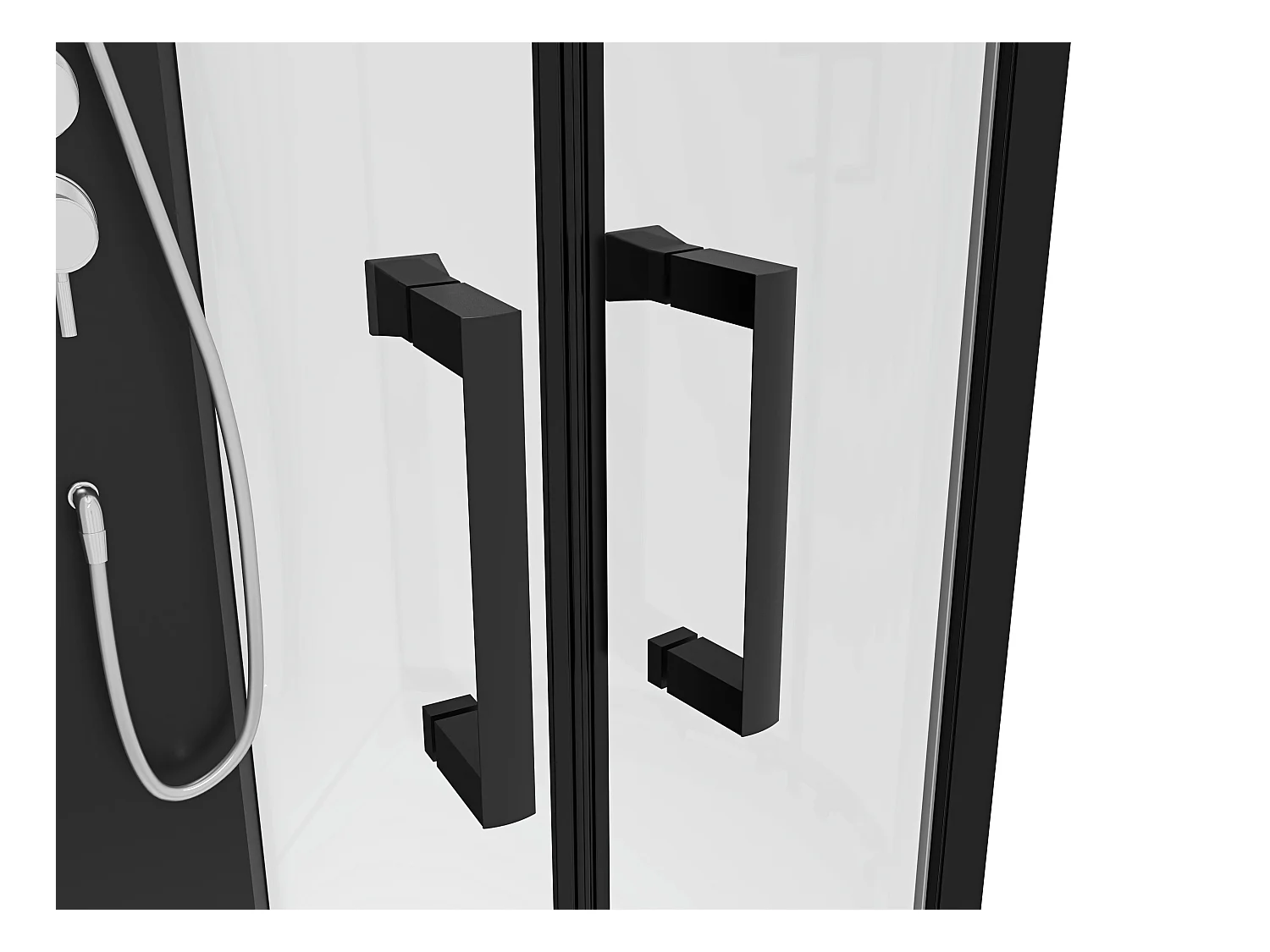 Viertelkreis-Duschkabine - Anpassbare Höhe - 80 x 80 x 213/232 cm - Schwarz Weiß - ROVATA