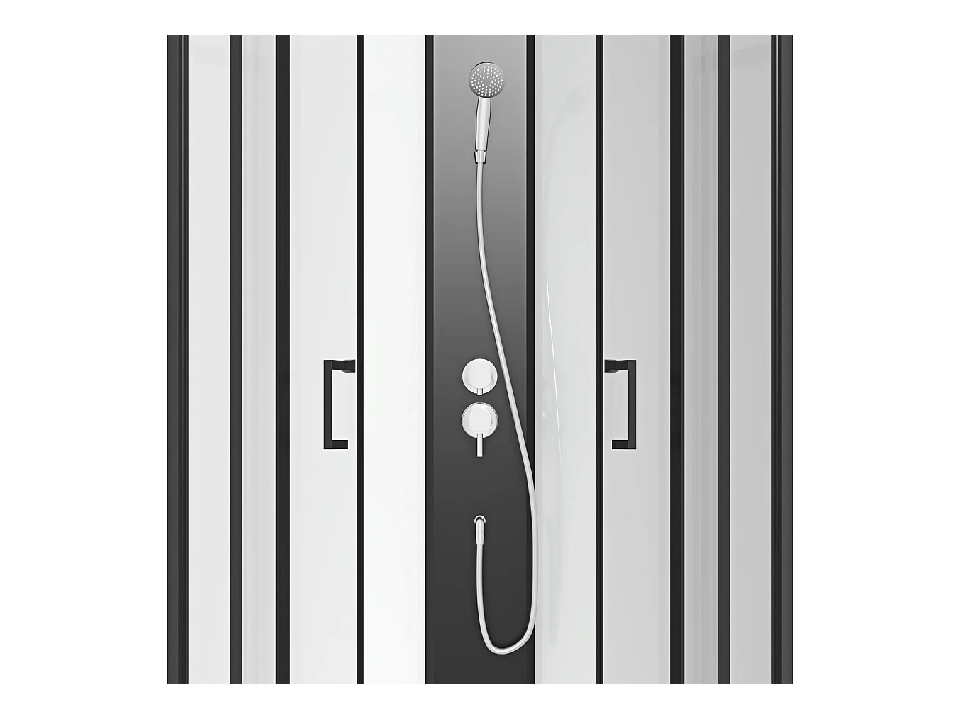 Viertelkreis-Duschkabine - Anpassbare Höhe - 80 x 80 x 213/232 cm - Schwarz Weiß - ROVATA