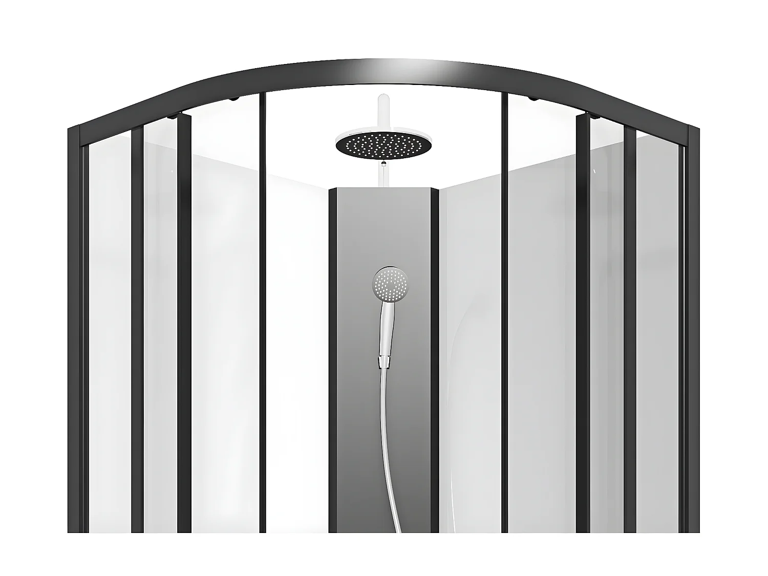 Douchecabine kwart cirkel - Aanpasbare hoogte - L80 x B80 x H213/232 cm - Zwart en wit - ROVATA