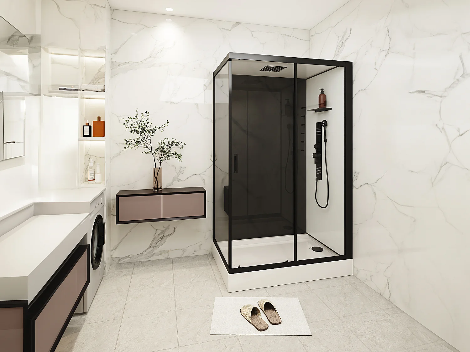 Cabine de douche hydromassante - Installation réversible - L110 x l80 x H215 cm - FOMIRA