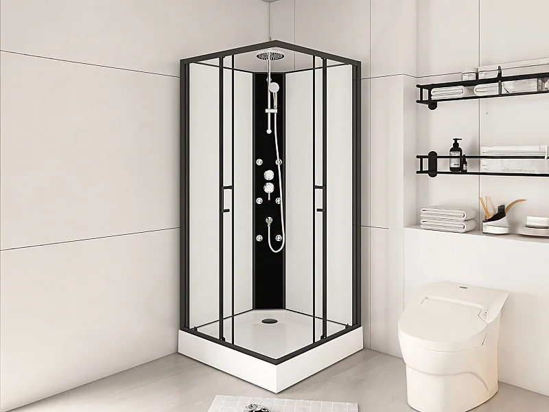 Cabine de duche de canto de hidromassagem C80 x L80 x A225 cm - KIVORA