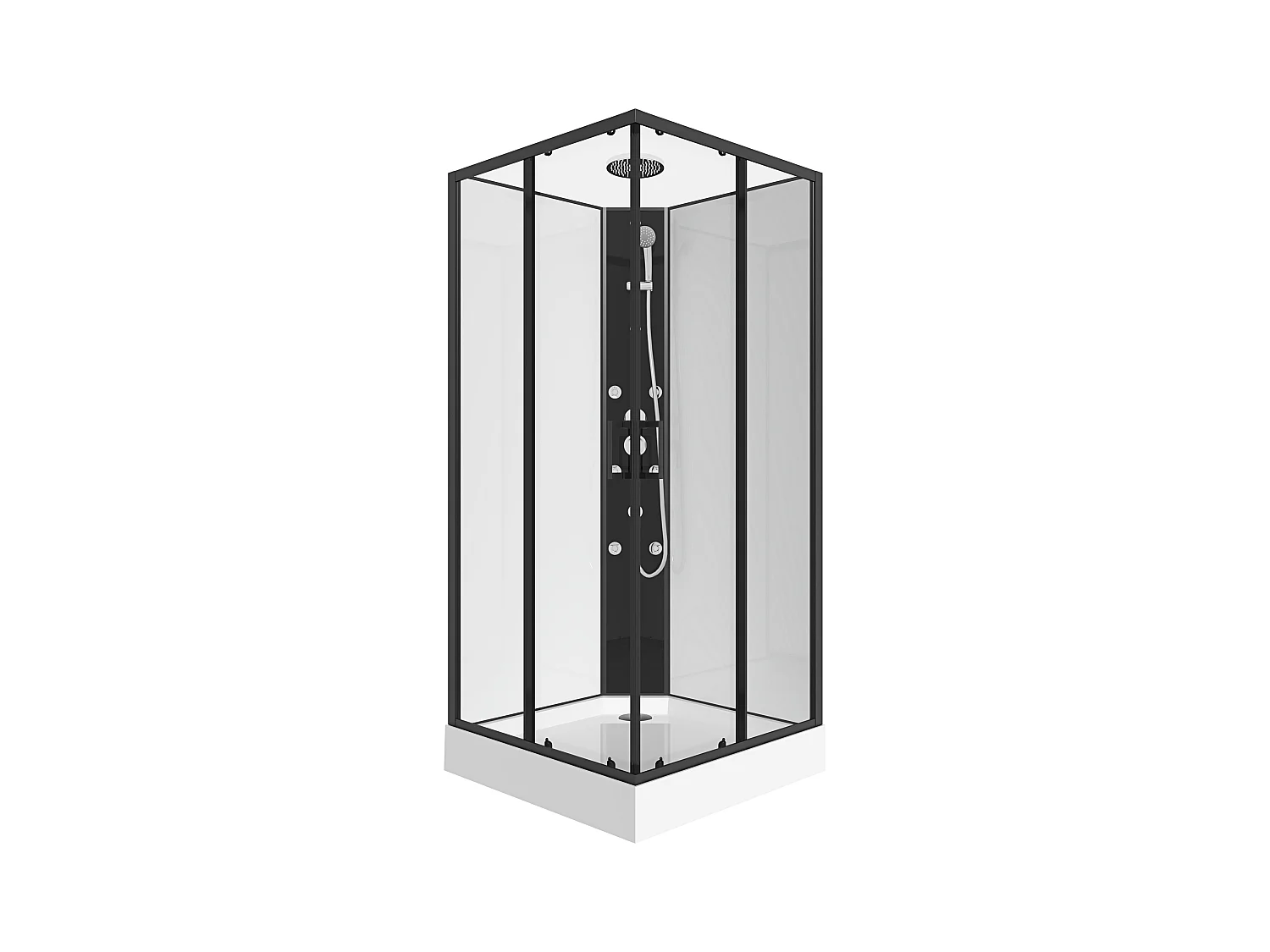 Cabine de duche de canto de hidromassagem C80 x L80 x A225 cm - KIVORA
